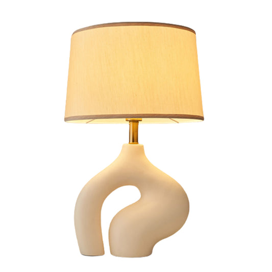 Designer Creative White Resin Table Lamp With Beige Fabric Lampshade