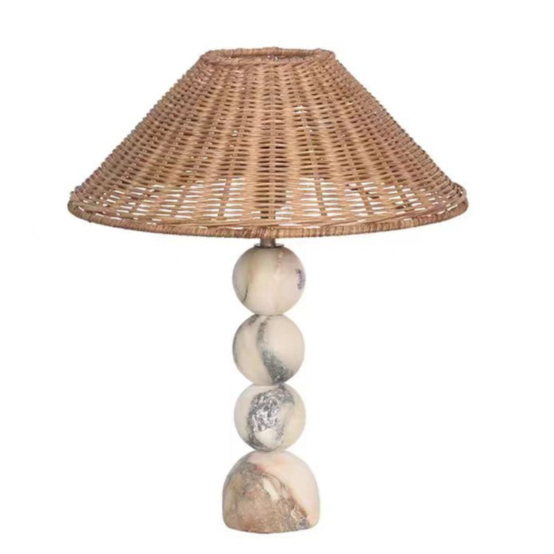 Tax Include Novelty Marble Table Lamp with Rattan Lampshade