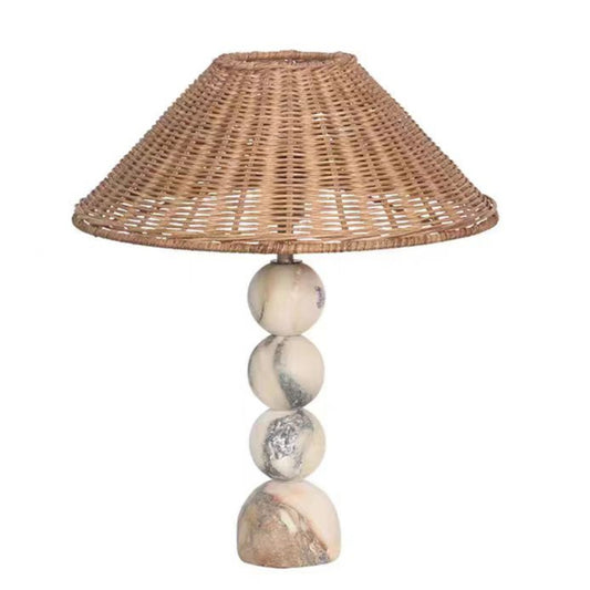 Tax Include Novelty Marble Table Lamp with Rattan Lampshade