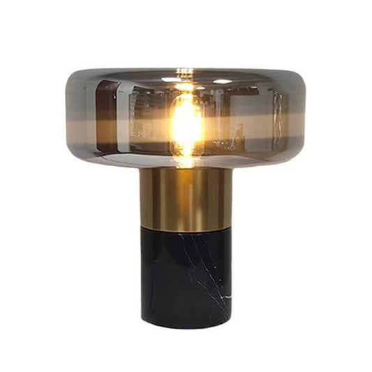 Modern Deoration Light Luxury Marble Table Lamp With Amber Glass Lampshade