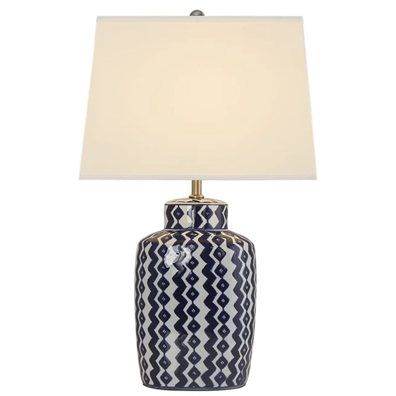 Large Blue And White Lattice Ceramic Table Lamp Foyer Parlor Sofa  Luxury Porcelain Desk Light