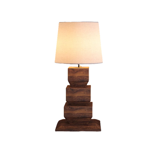Chinese Style High-End Solid Wood Desk Lamp Hotel Bedroom Living Room Decoration Fabric Table Lamp