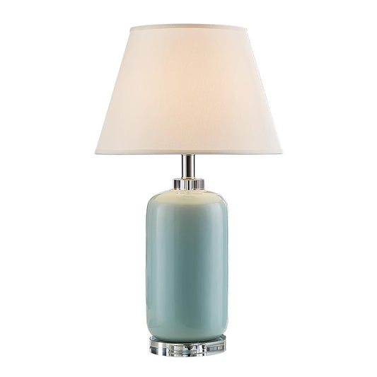 Vintage Ceramic Desk Lamp Cyan Color Ceramic Base and Linen Shade Desk Lamp Vintage Style For Bedroom E27