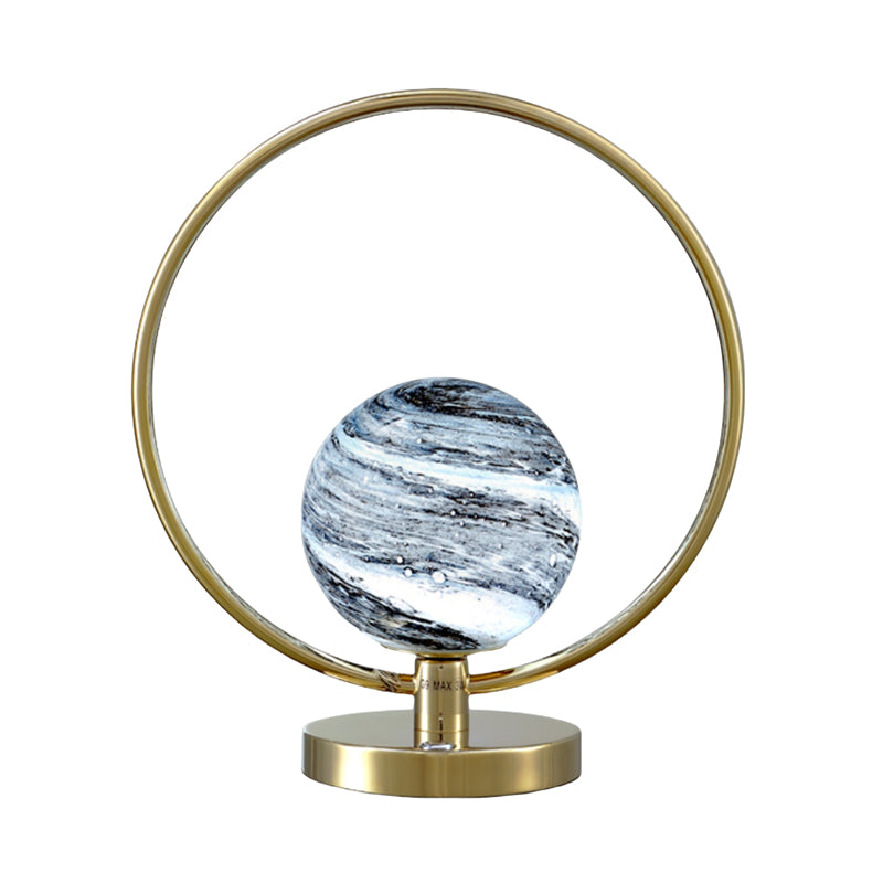 Modern Handmade Glass Universe Table Lamp With Electroplate Metal Base ﻿