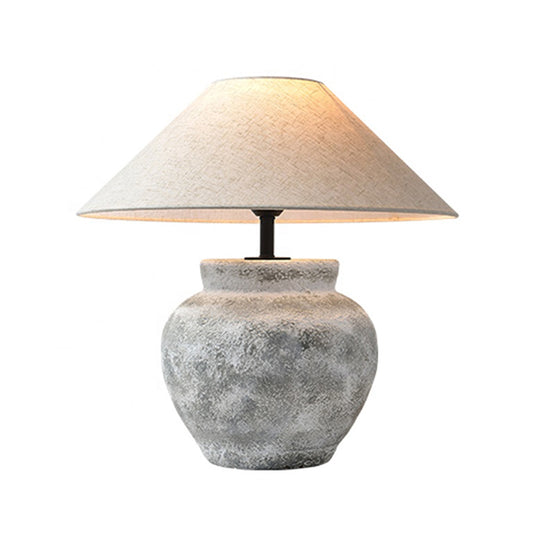 Vintage Gray/White Color Table Lamp Classic Ceramic Lamp for Bedroom Bedside Lamp