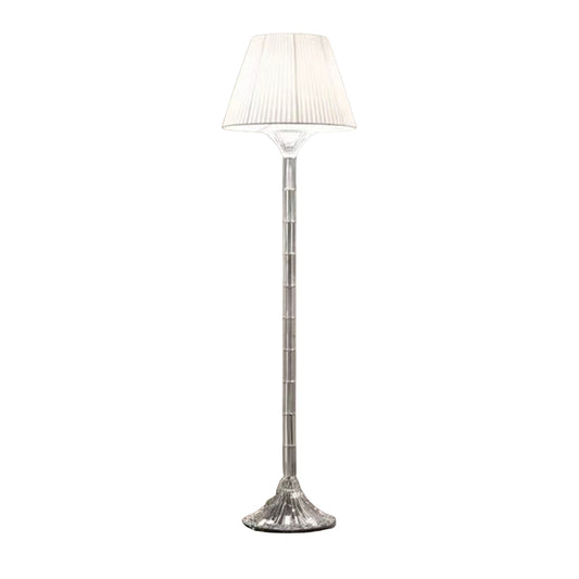 Designer Column Crystal 63" Floor Lamp With White Fabric Lampshade