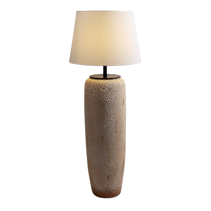 Wabi Sabi 47" Column Ceramic Floor Lamp With White Fabric Lampshade