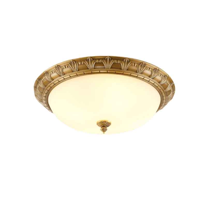 Vintage Luxury Dia.19"/15"/11" Round Brass LED Ceiling Light with Milk White Glass Lampshade