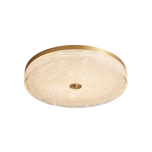 Light Luxury Dimmable Round Brass LED Ceiling Lamp Minimalist Lighting Fixture for Bedroom