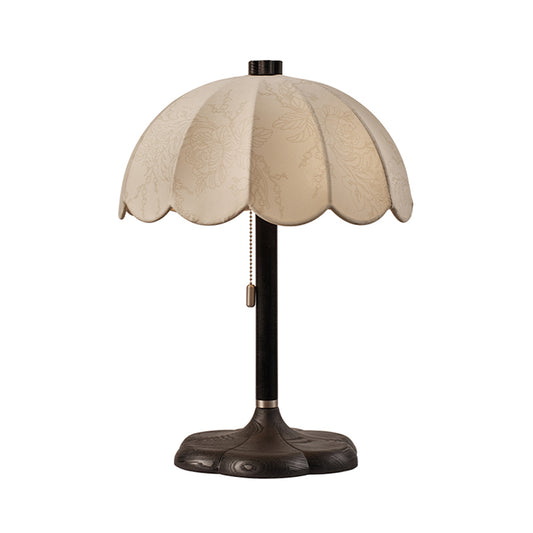 Classic Light Luxury Solid Wood Table Lamp With Fabric Printing Lampshade