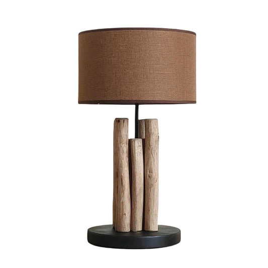 Retro Wooden Table Lamp With Linen Shade Bedroom Bedside Loft Wood Desk Lamp Beside Sofa Elegant Vintage Design