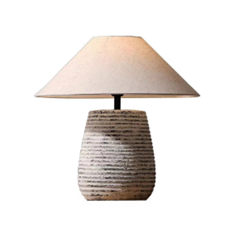 Wabi-sabi Style Living Room Table Lamp LED Pottery Ceramic Fabric Table Lamp Chinese Bedroom