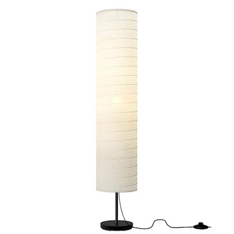 Vintage Column 45" Paper Floor Lamp With White Rice Paper Lampshade