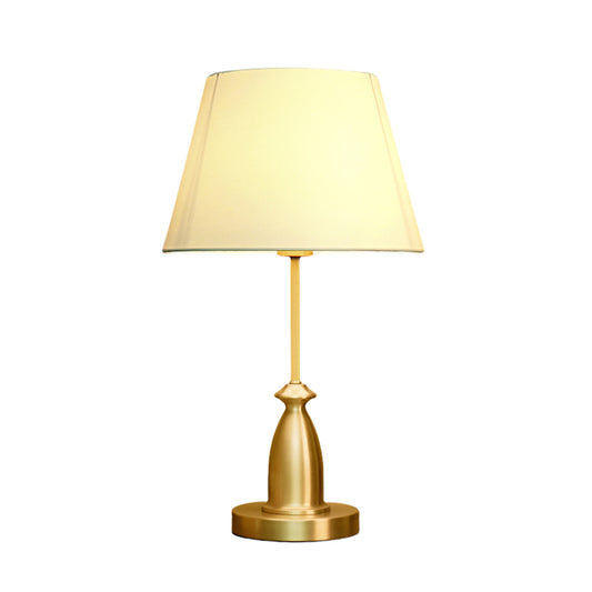 Modern Gold Color Brass Table Lamp LED E27 White Fabric Lampshade for Bedroom Living Room Home Linghting Fixtures﻿