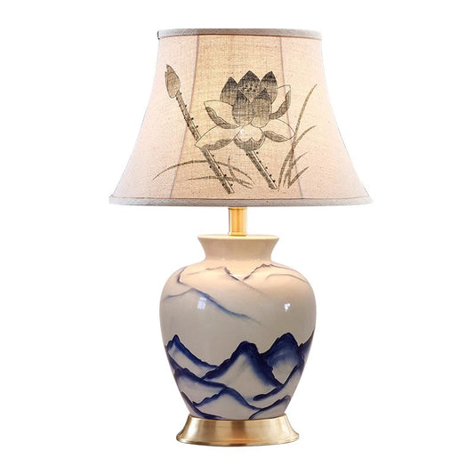 Blue and White Porcelain Ceramic Lamp Bedroom Bedside Lamp Chinese Style Living Room Decoration