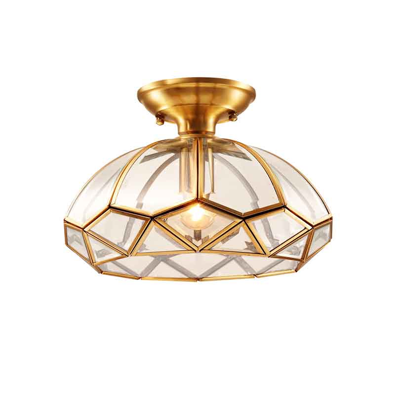 Designer Creative Luxury Brass LED Ceiling Lamp With Clear Glass Lampshade