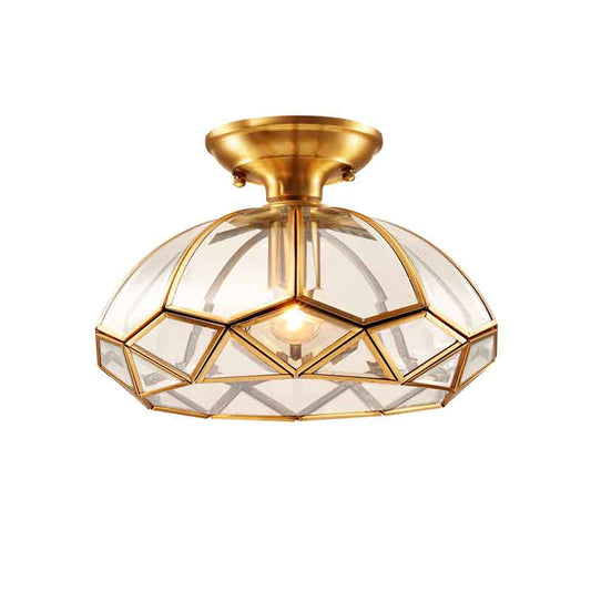 Designer Creative Luxury Brass LED Ceiling Lamp With Clear Glass Lampshade