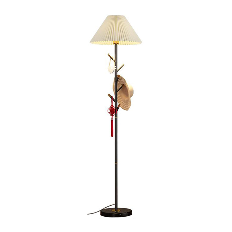 Novelty 65" Coat Rack Practical Floor Lamp With Fabric Lampshade and Marble Base