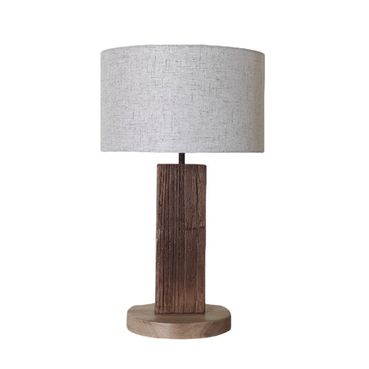 Solid Wood Retro Home Wabi Sabi Style Fabric Desk Lamp Decorative Art Zen Style