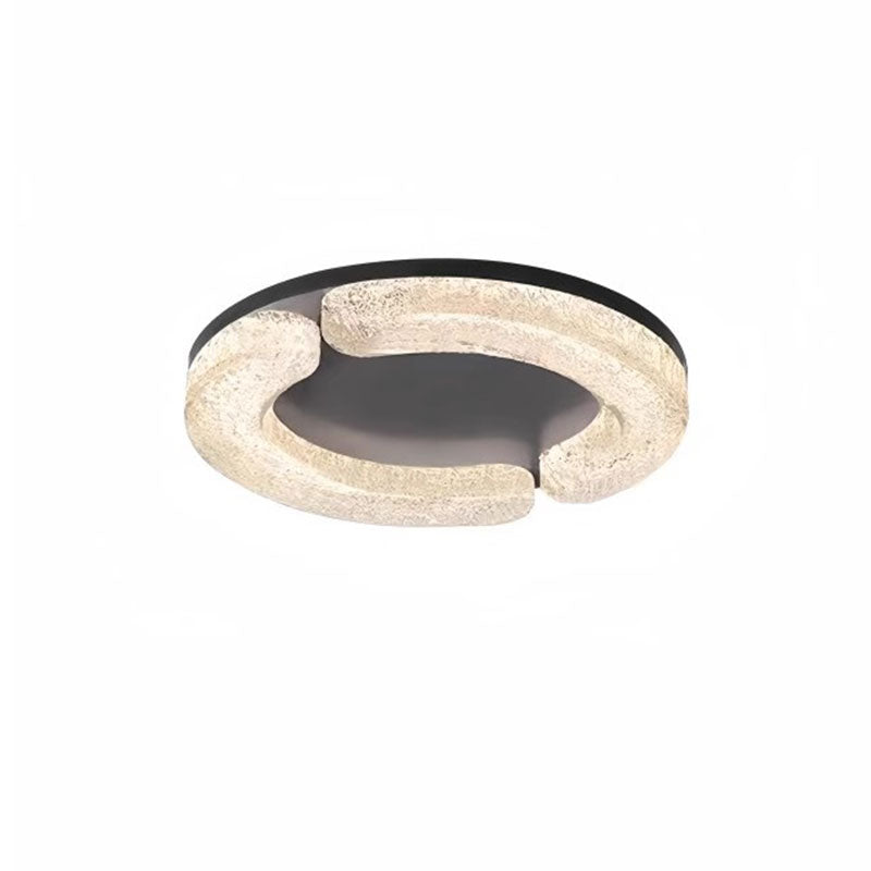 Light Luxury Round Resin Ceiling Lamp with Stainless Steel Body for Bedroom Living Room