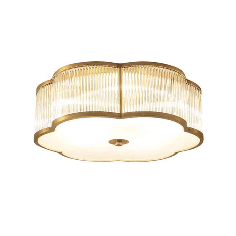 Mid-Century Dia.23" Drum Brass Flush Mount Ceiling Light LED E27*6 Indoor Lighting Fixtures