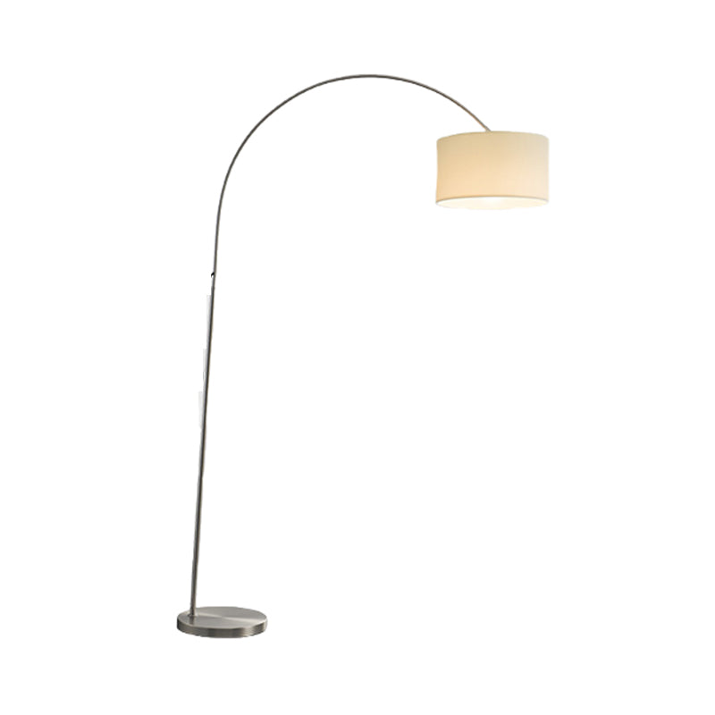 Modern 73" Arc Delicate Metal Floor Lamp With Beige Fabric Lampshade