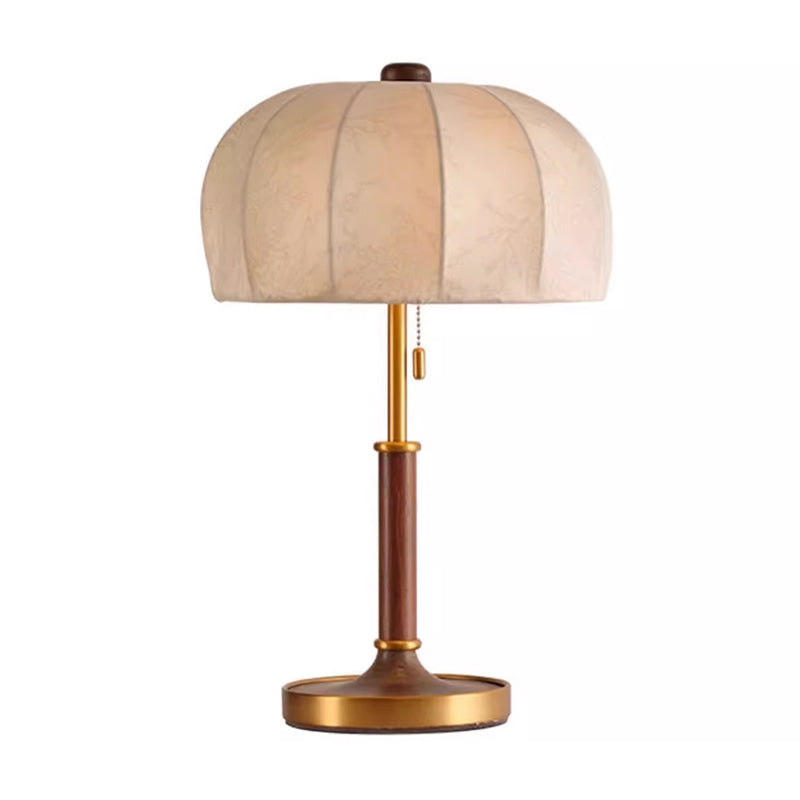 Classic Solid Wood Table Lamp With Fabric Printed Lampshade