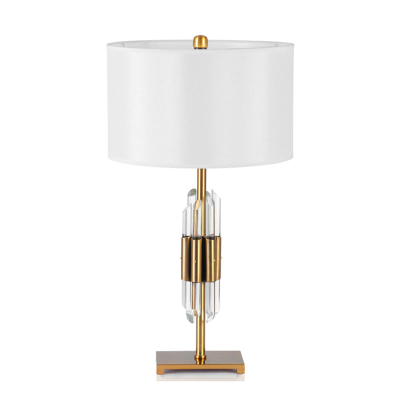 Modern Creative Light Luxury Crystal Tube Table Lamp With Fabric Lampshade