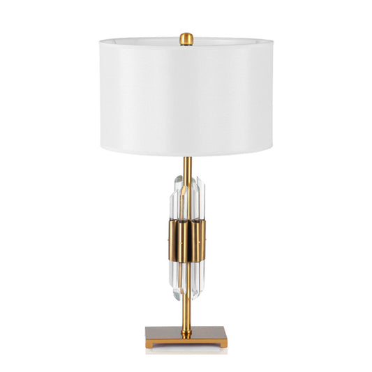 Modern Creative Light Luxury Crystal Tube Table Lamp With Fabric Lampshade
