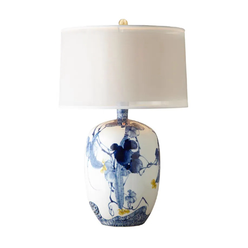 Chinese Style Blue and White Porcelain Ceramic Table Lamp for Bedrooom