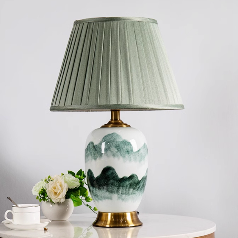 Kung Series Chinese Ink Landscape Painting Ceramic Table Lamp