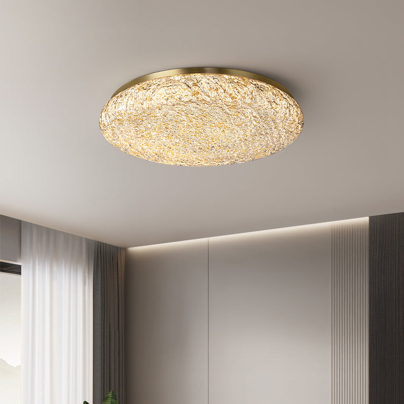 High End Luxury Round Brass Ceiling Light with Acrylic Lampshade for Bedroom Living Room