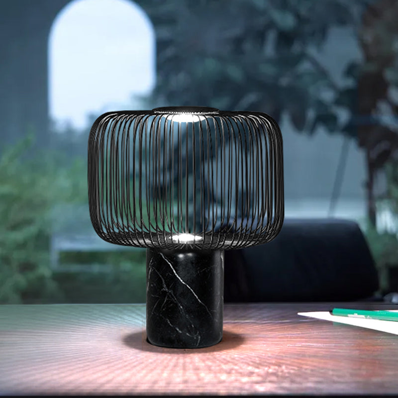 Postmodern Hollow Out Black Marble Table Lamp