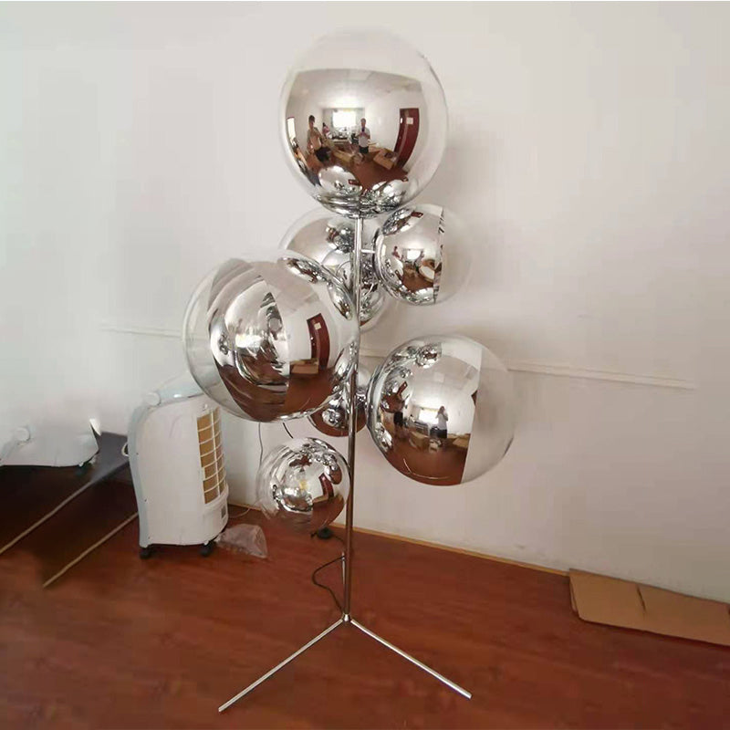 Novelty 70" Tripod Branch Electroplated Metal Floor Lamp With 7 Arm Acrylic Lampshade E27 Lamp﻿