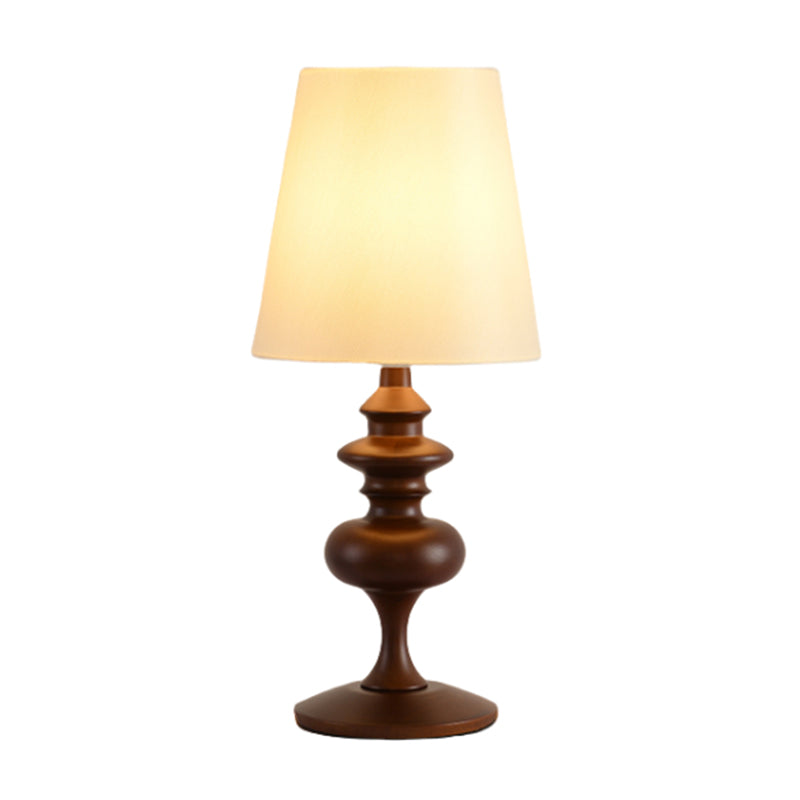 22.5" Residential Use Modern Timber Electrical Plug-in Standard Desk Lamp with Textured Textile Shade
