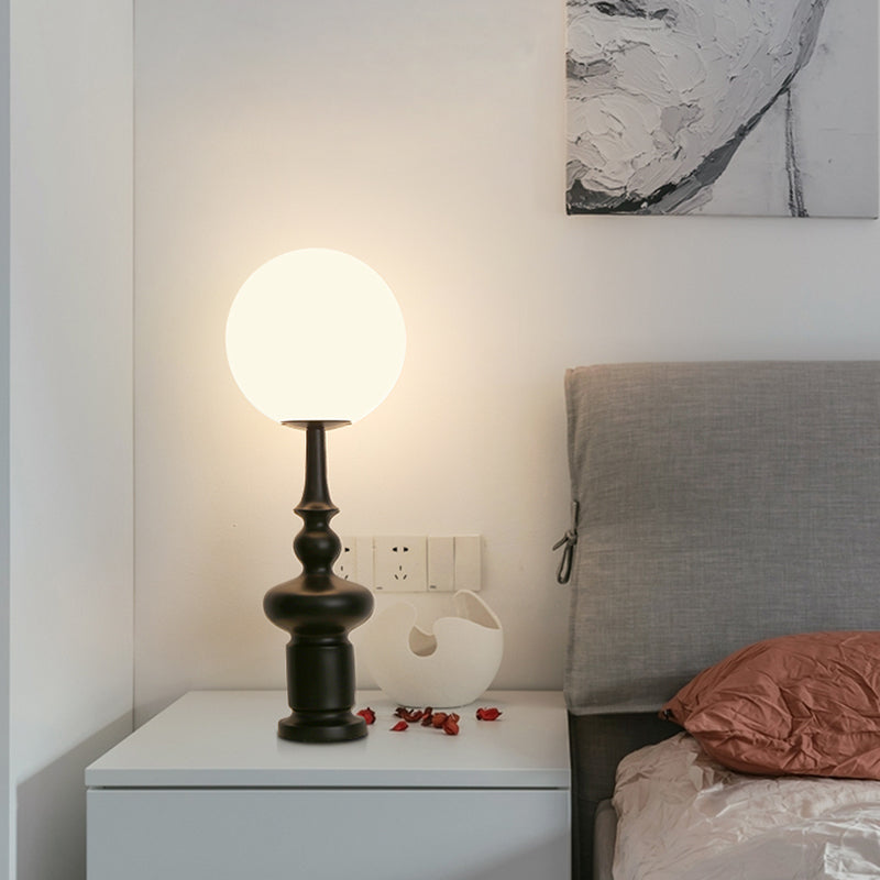 Traditional Black Resin Table Lamp With Acrylic Lampshade