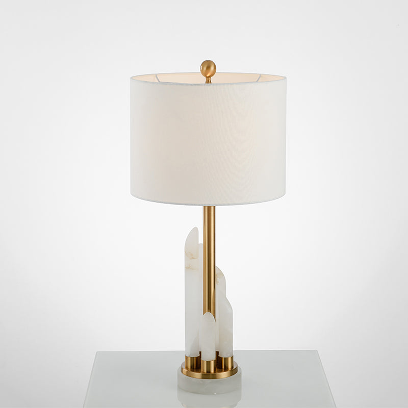 Luxury Irregular Creativity Marble Table Lamp With Fabric Lampshade