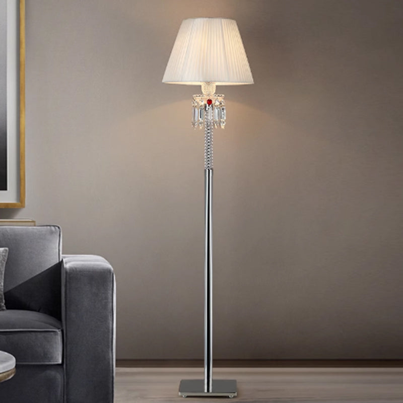 Modern Novelty Column Crystal 59" Floor Lamp With Fabric Lampshade