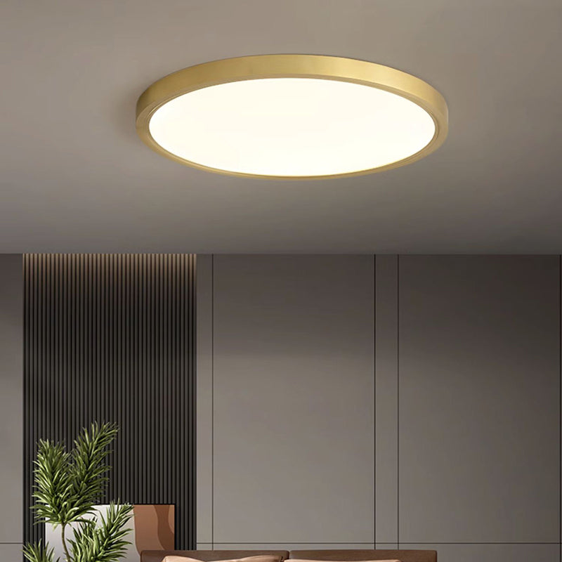 Brass Dia.30cm/40cm/50cm Ultra Thin Round Recessed LED Ceiling Light with Acrylic Lampshade