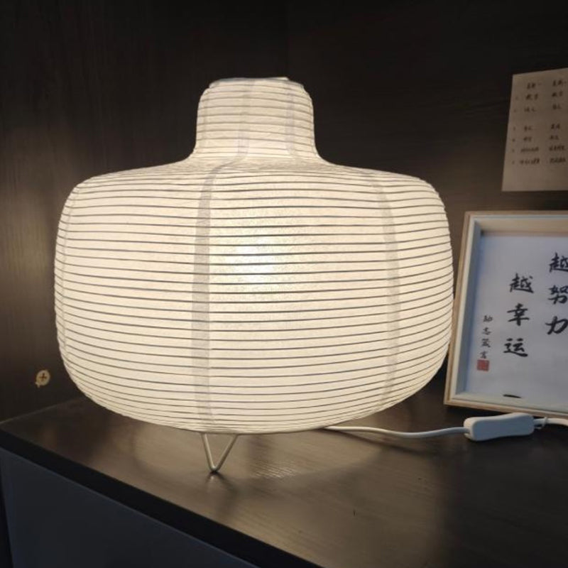 Japanese Design Table Lamp White Rice Paper Decorative Desk Lights for Bedroom Living/Dining Room Study Loft Art