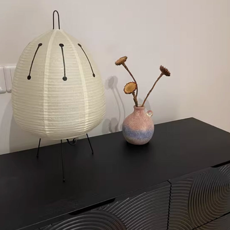 Japanese Table Lamp Tripod Rice Paper Desk Lamp Lantern Living Room Bedroom Home Decor