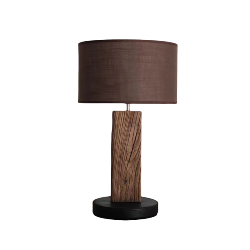 Solid Wood Retro Home Wabi Sabi Style Fabric Desk Lamp Decorative Art Zen Style