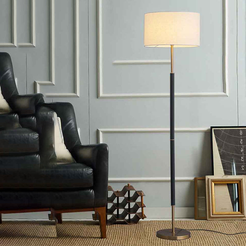 Modern Column 66" Floor Lamp With Beige Fabric Lampshade