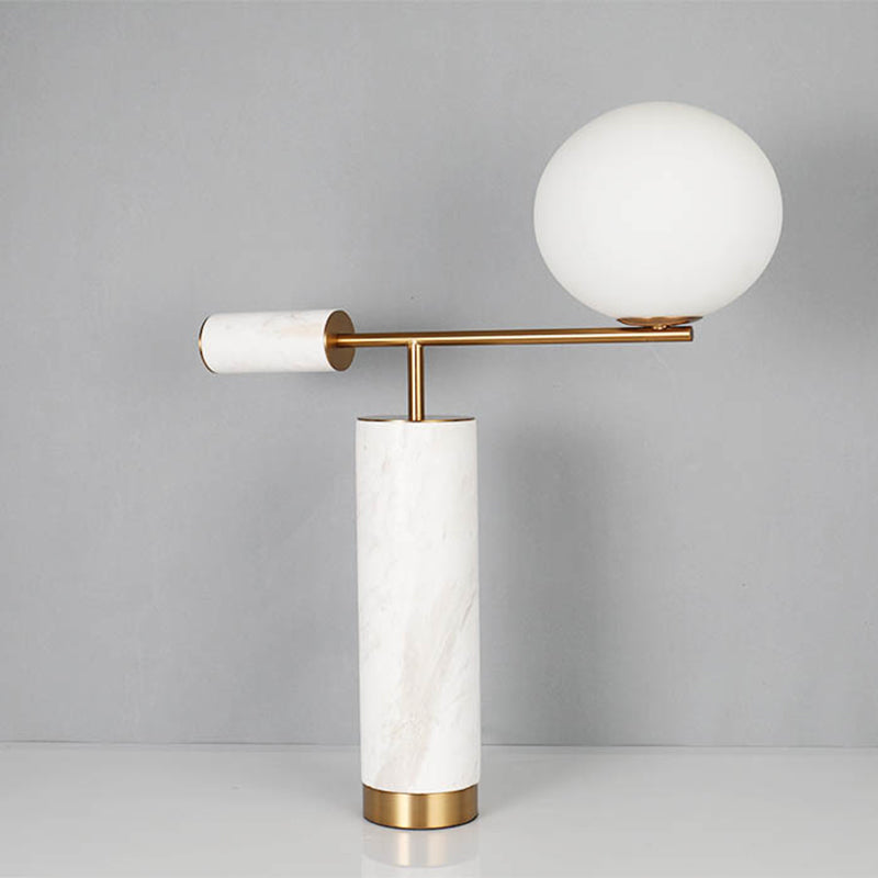 Modern Style Marble Table Lamp and Glass Lampshade Designer Model Room Lighting Home Desk Lamp