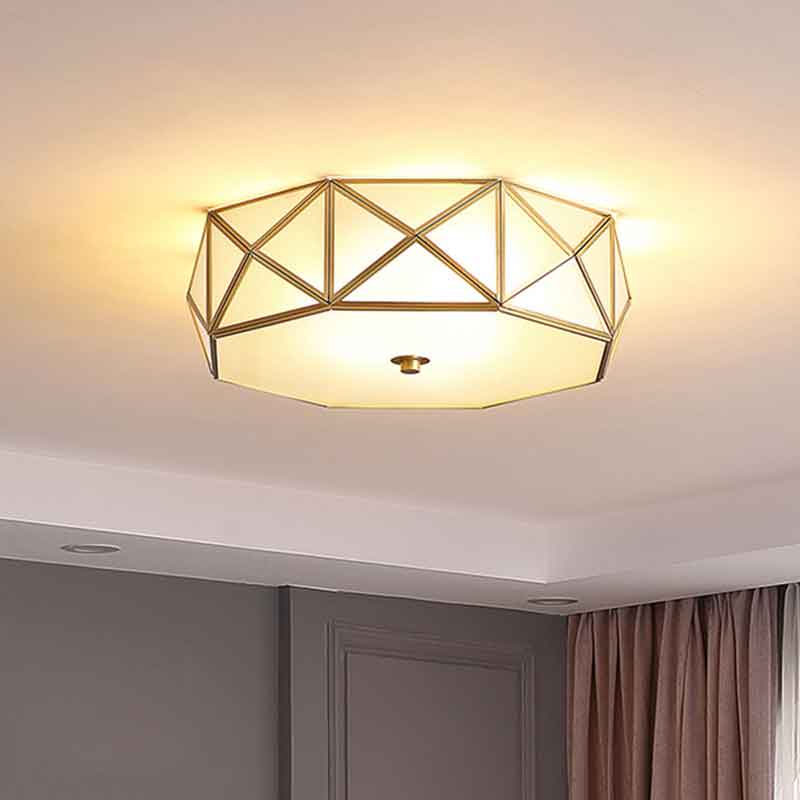 Traditional Drum Dimmable Brass LED Ceiling Light Warm White Light 220V Input