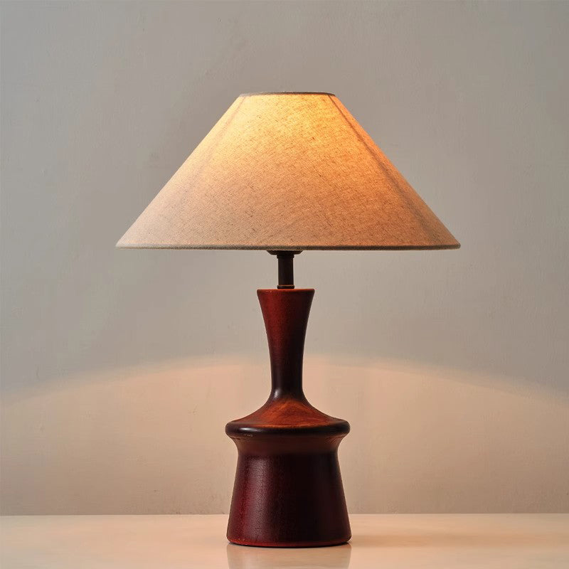 LED Wood Table Lamps Simple Chinese Style Decoration Lamp Night Light Fabric Lampshade Bedroom Bedside Lighting