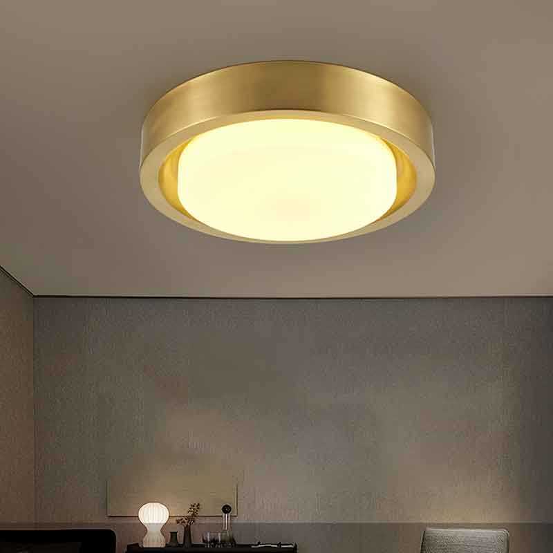 Classical Dia.18" Round Light Luxury Brass LED Ceiling Lamp with Remote Control Dimmable