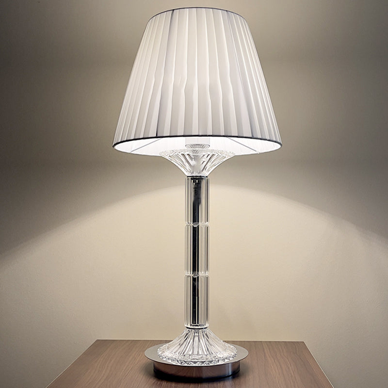 Modern Novelty Luxury K9 Grade Crystal Table Lamp With Fabric Lampshade