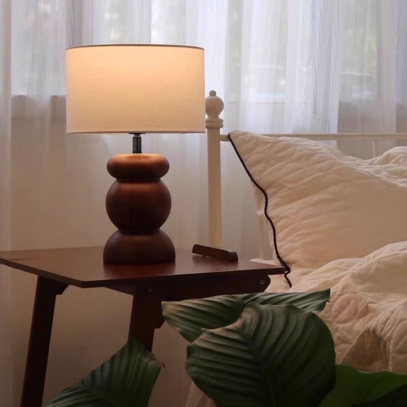 Japanese Retro Fabric Art Wooden Table Lamp LED E27 Designer Solid Wood Desk Lights