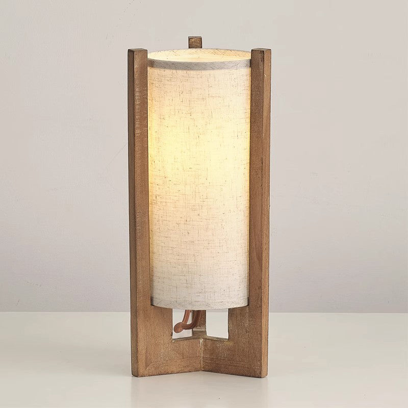 Wooden Desk Lamp Bedside Lamp Night Light Eye Protection Table Light With Cylinder Lamp Shade Home Decor